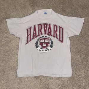 Vtg Royal First Class Gray Harvard Crest Cotton T Shirt